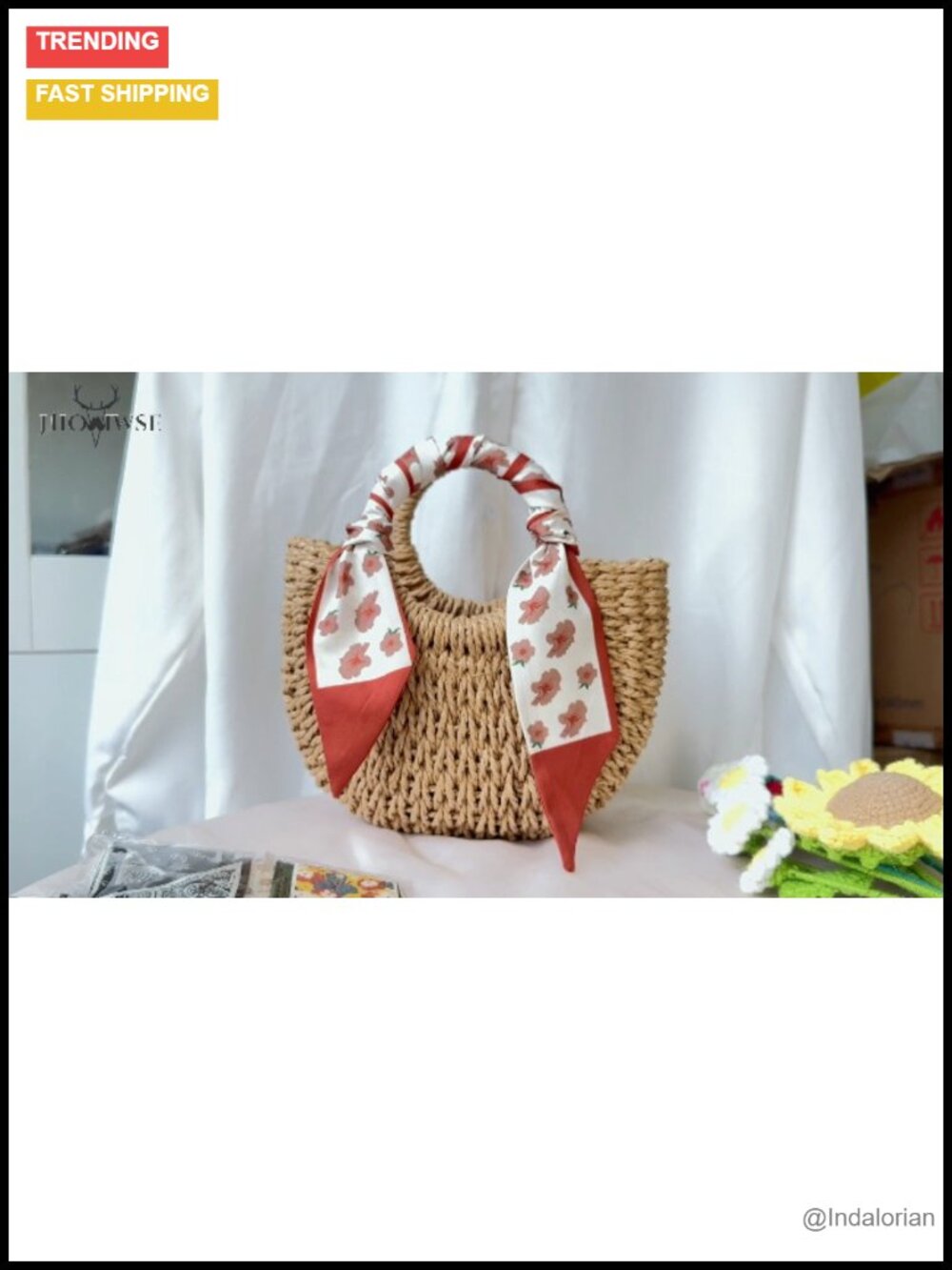 6-Pack Simulated Silk Fashion Scarves Skinny Bag Scarf Handle Wraps Lightweight - Picture 6 of 6
